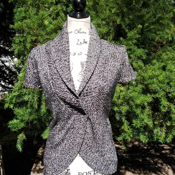 INC ▪ Silk Wrap Cardigan w/ Tie, Shawl Collar - Picture 7 of 12